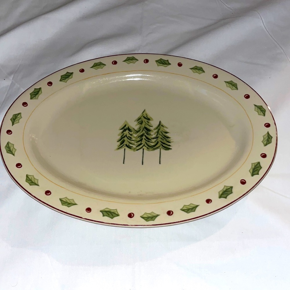 MERRY BRIGHT OVAL SERVING PLATTER VINTAGE